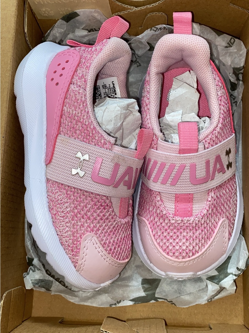 Under Armour Kids Pink Slip-On Athletic Sneakers size 5K